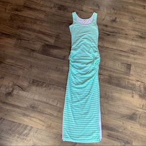 Striped maxi sundress teal and white